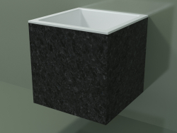 Wall-mounted washbasin (02R123301, Nero Assoluto M03, L 48, P 48, H 48 cm)