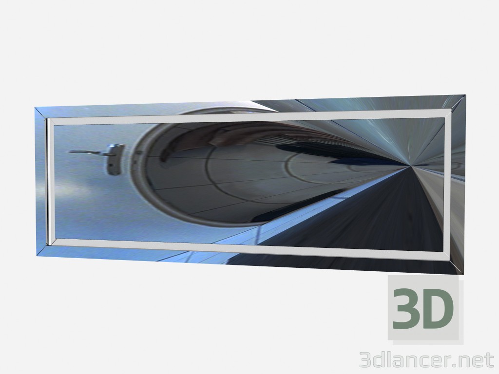 modello 3D Arte orizzontale specchio rettangolare Deco z02 - anteprima