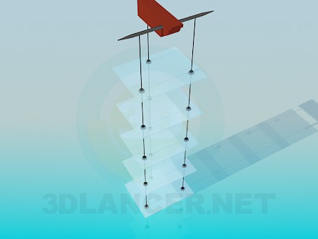 3d модель Подвесная этажерка со стеклянными полками – превью