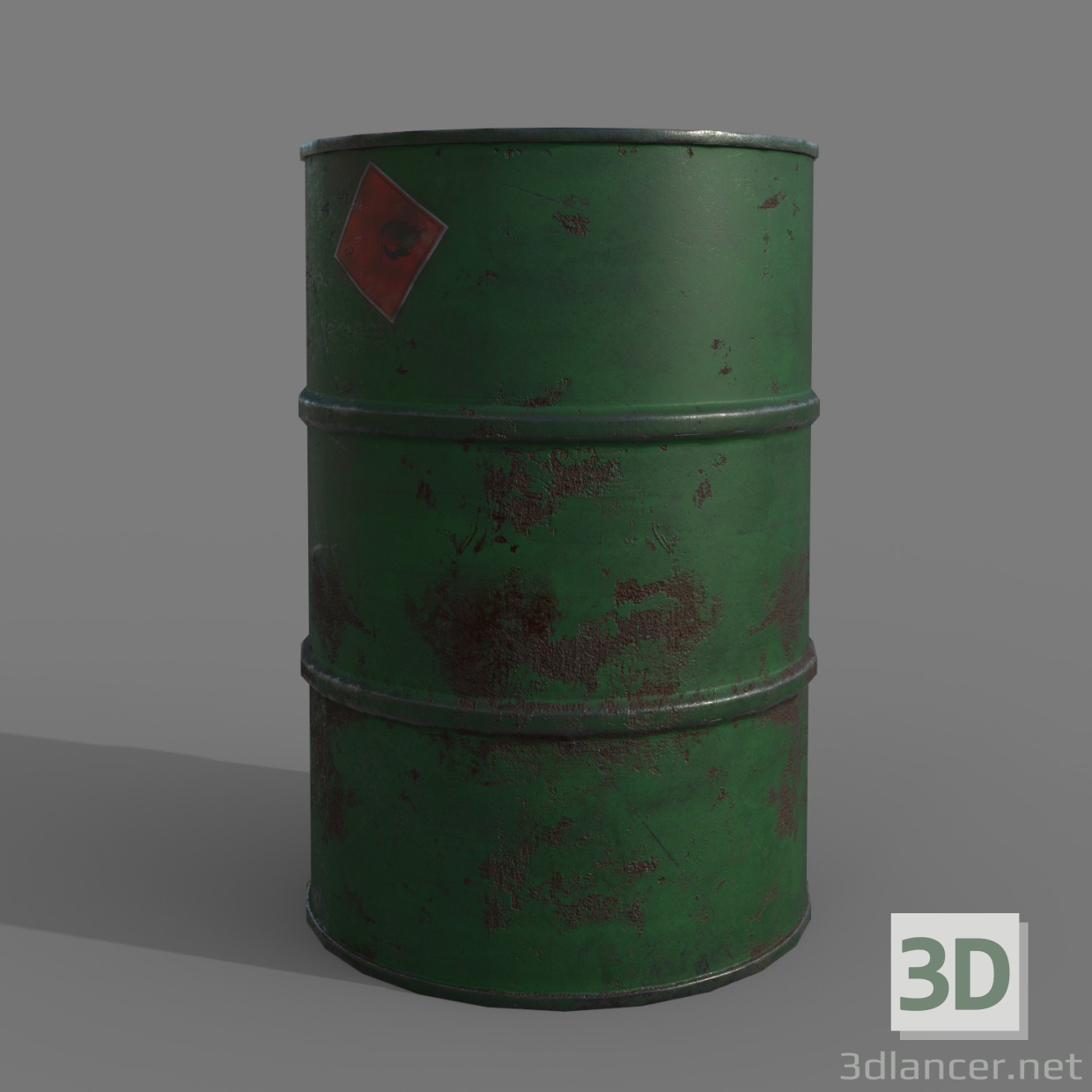 3d Barrel 200 liters Green rust model buy - render