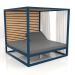 3d model Raised couch with fixed slats with side walls and curtains (Grey blue) - preview