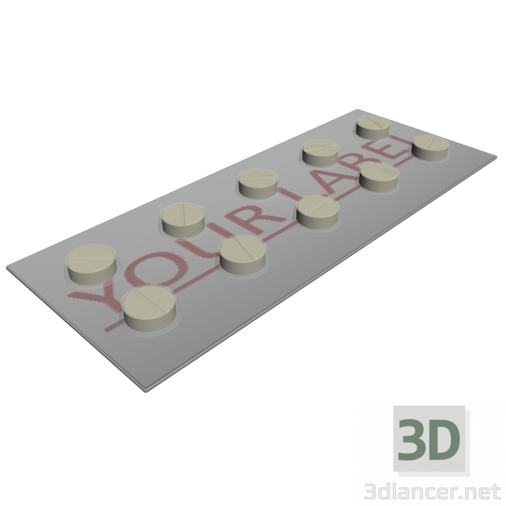 3d model Pills Round Pack 10pcs 01 - preview