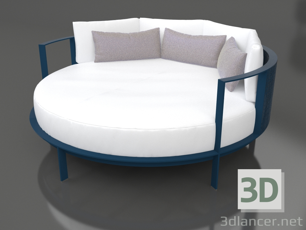 3d model Round bed for relaxation (Grey blue) - preview