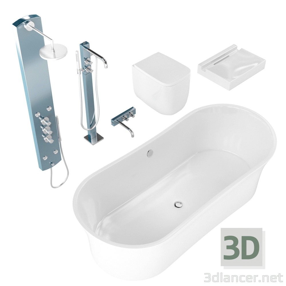 3D Modell Badezimmer-set - Vorschau