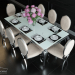 3d Furniture set EURO-HOME, large table 6139 + chair beige 7354 model buy - render