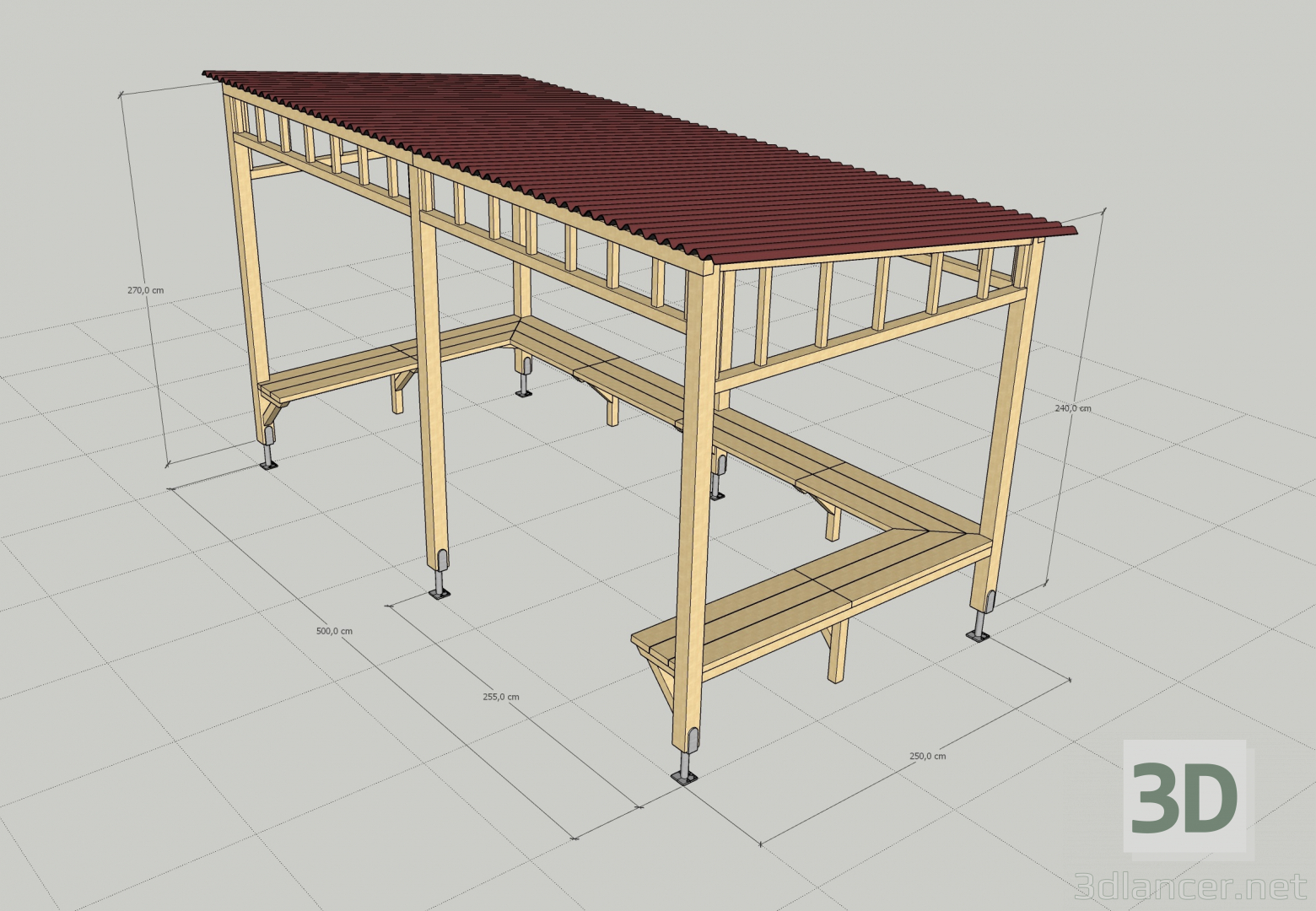 Pavillon - Pergola 3D-Modell kaufen - Rendern
