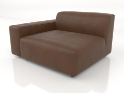 Single sofa module with a low armrest on the right