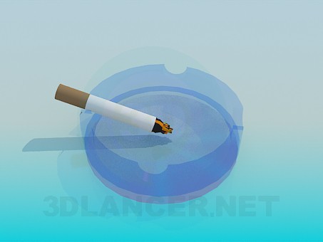 3D Modell Aschenbecher mit Zigarette - Vorschau