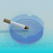 3d модель Пепельница с сигаретой – превью
