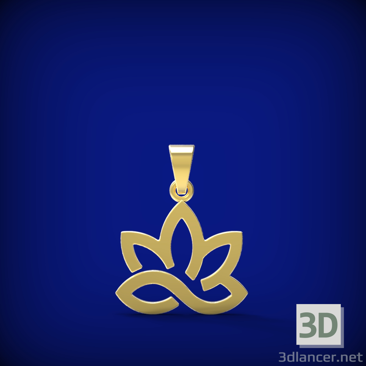 3d Lotus flower pendant model buy - render