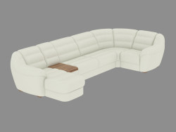 Canapé d'angle en cuir avec table basse intégré