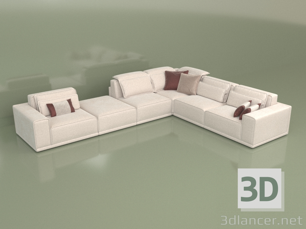 modèle 3D Canapé d'angle Roger - preview