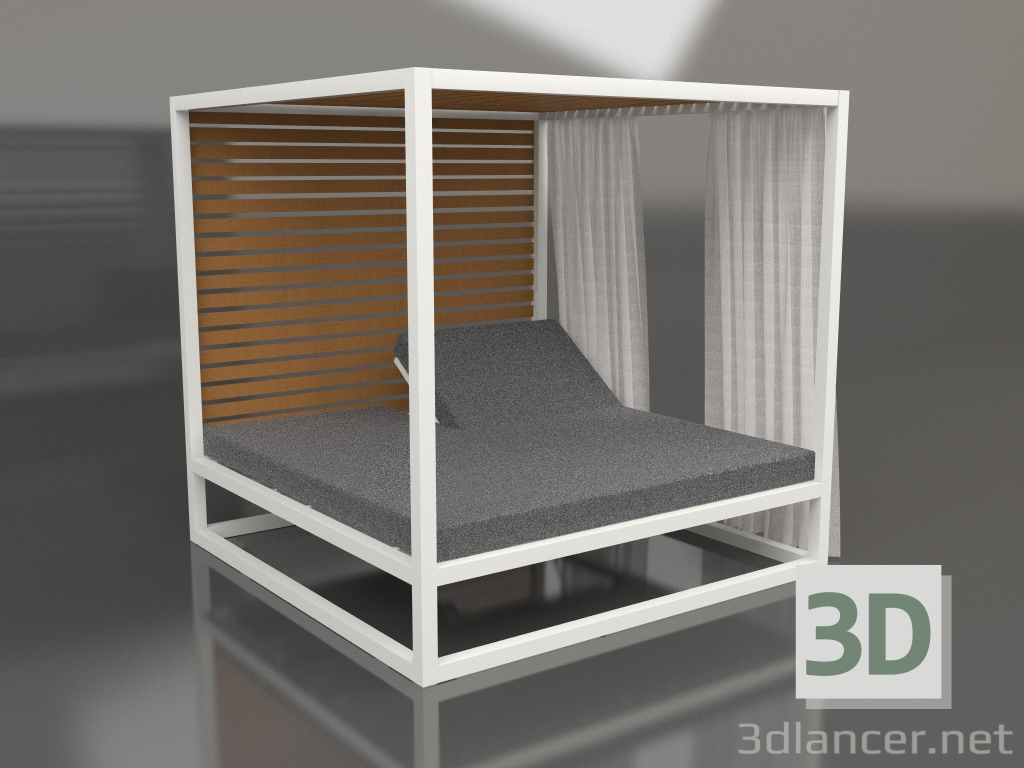 modèle 3D Canapé surélevé à lattes fixes avec parois latérales et rideaux (Gris Agate) - preview