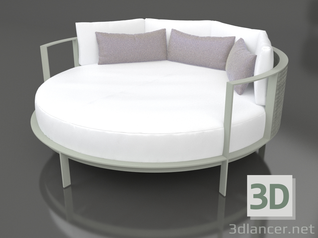 3D modeli Dinlenmek için yuvarlak yatak (Çimento grisi) - önizleme