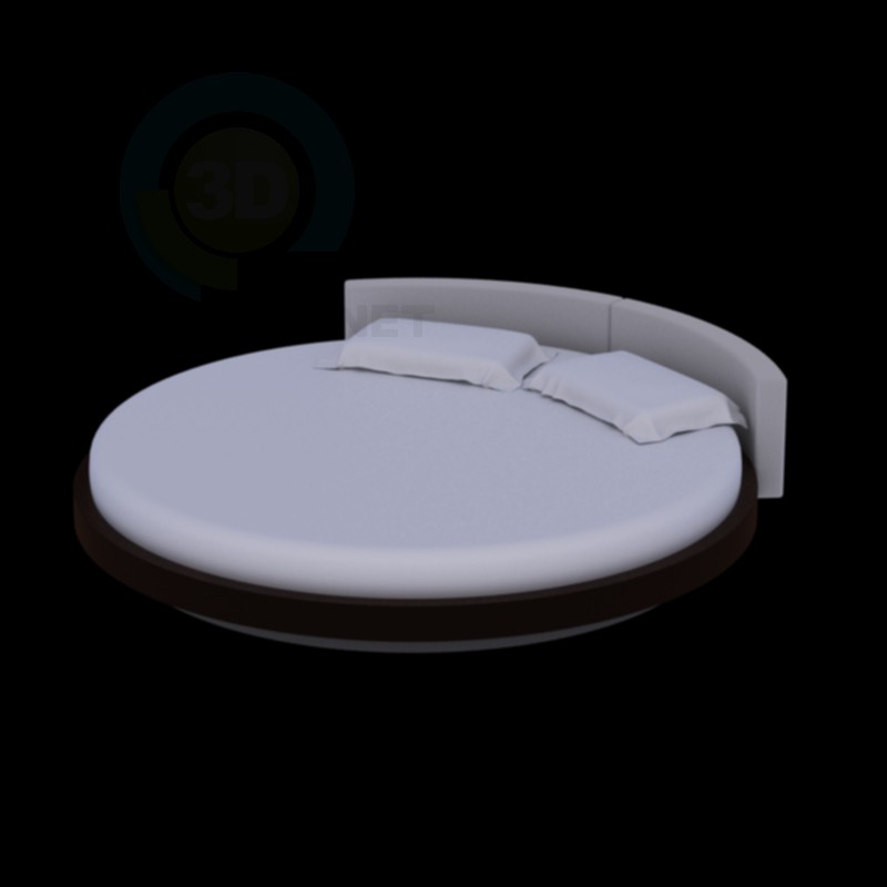 3d model round bed - preview