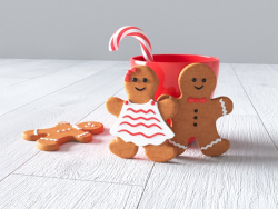 Новый год (печенья мальчик и девочка, кружка, конфета)