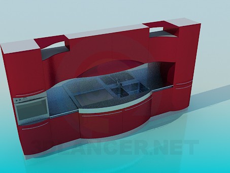 3d model Symmetric kitchen - preview