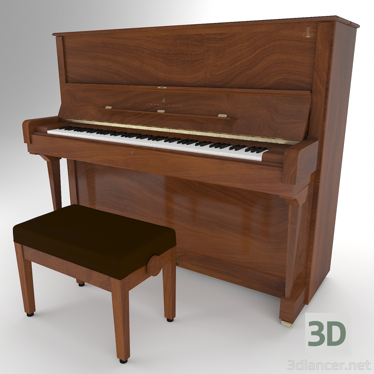 3 डी पियानो स्टीनवे एंड संस V-125 3D मॉडल मॉडल खरीद - रेंडर
