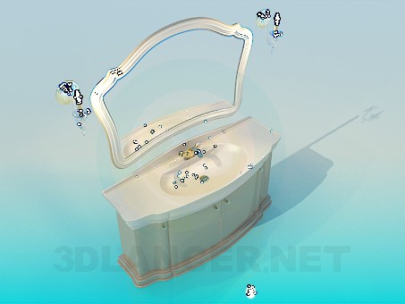 3D Modell Waschbecken mit Spiegel - Vorschau