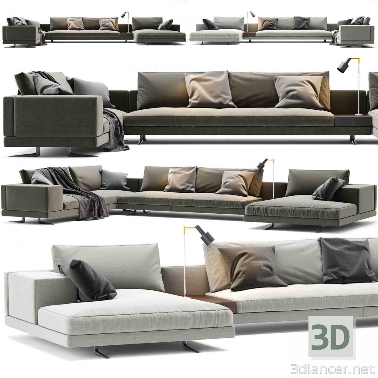 Sofa mondrian 3D modelo Compro - render