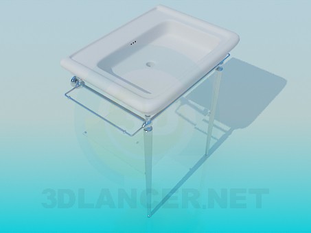 3d model Wash basin with heated towel/drying rack - preview