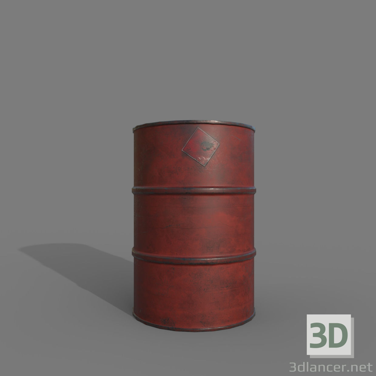 modello 3D di Barile da 200 litri Sporco rosso comprare - rendering