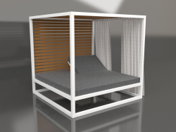 Erhöhtes Sofa mit festen Lattenrosten mit Seitenwänden und Vorhängen (Weiß)