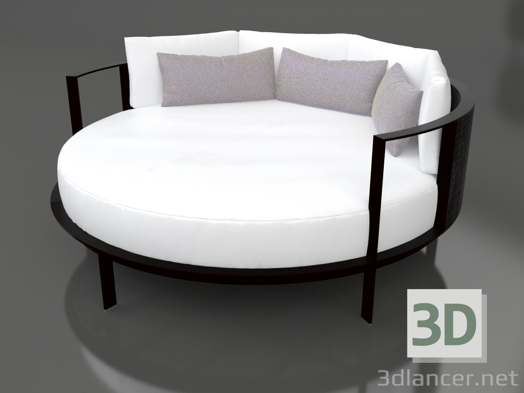 3D Modell Rundes Bett zum Entspannen (Schwarz) - Vorschau