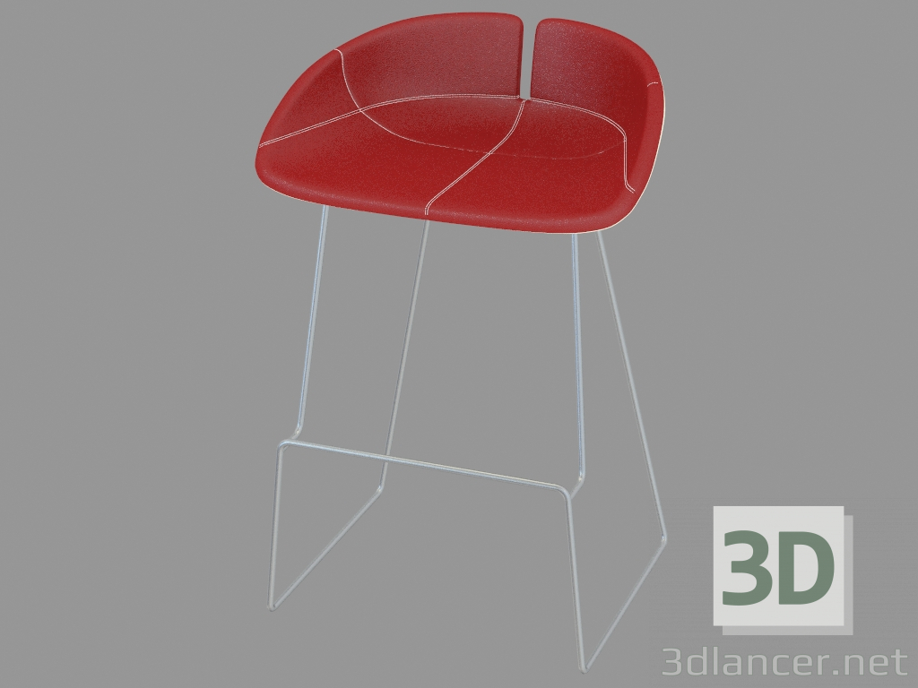 modello 3D Sgabello da bar su struttura metallica - anteprima