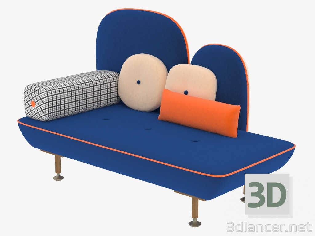 3D Modell Doppel-Sofa-Bank - Vorschau