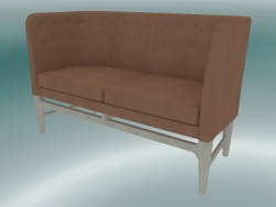 Double sofa Mayor (AJ6, H 82cm, 62x138cm, White oiled oak, Leather - Cognac Silk)