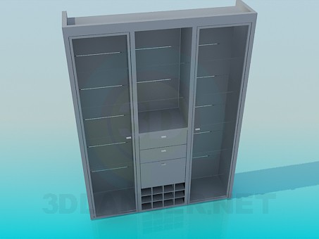 3d model Cabinet with glass shelves - preview