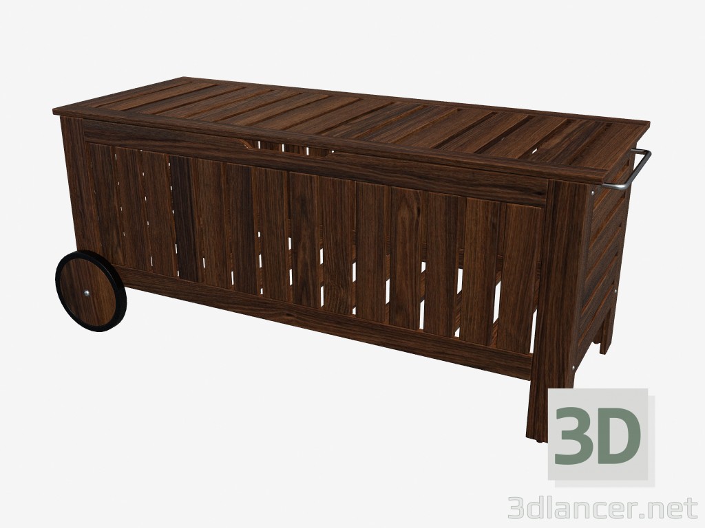 3d model Storage bench with wheels - preview