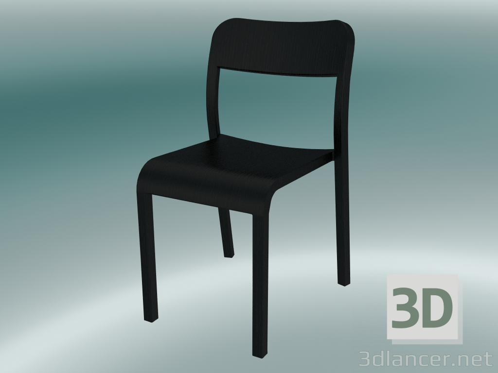 3d model Silla BLOCCO silla (1475-20, lacado teñido negro ceniza) - vista previa