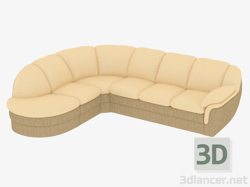 3d model Modular corner sofa with bed - preview