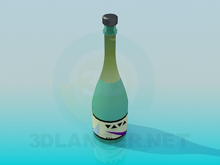 modello 3D Bottiglia di vino - anteprima