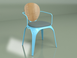Cadeira Louix com almofada (cinza, azul mate)