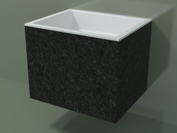 Wall-mounted washbasin (02R133301, Nero Assoluto M03, L 60, P 48, H 48 cm)