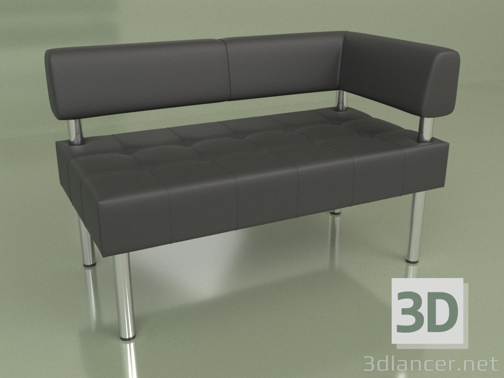 3d model Section double corner left Business (Black leather) - preview