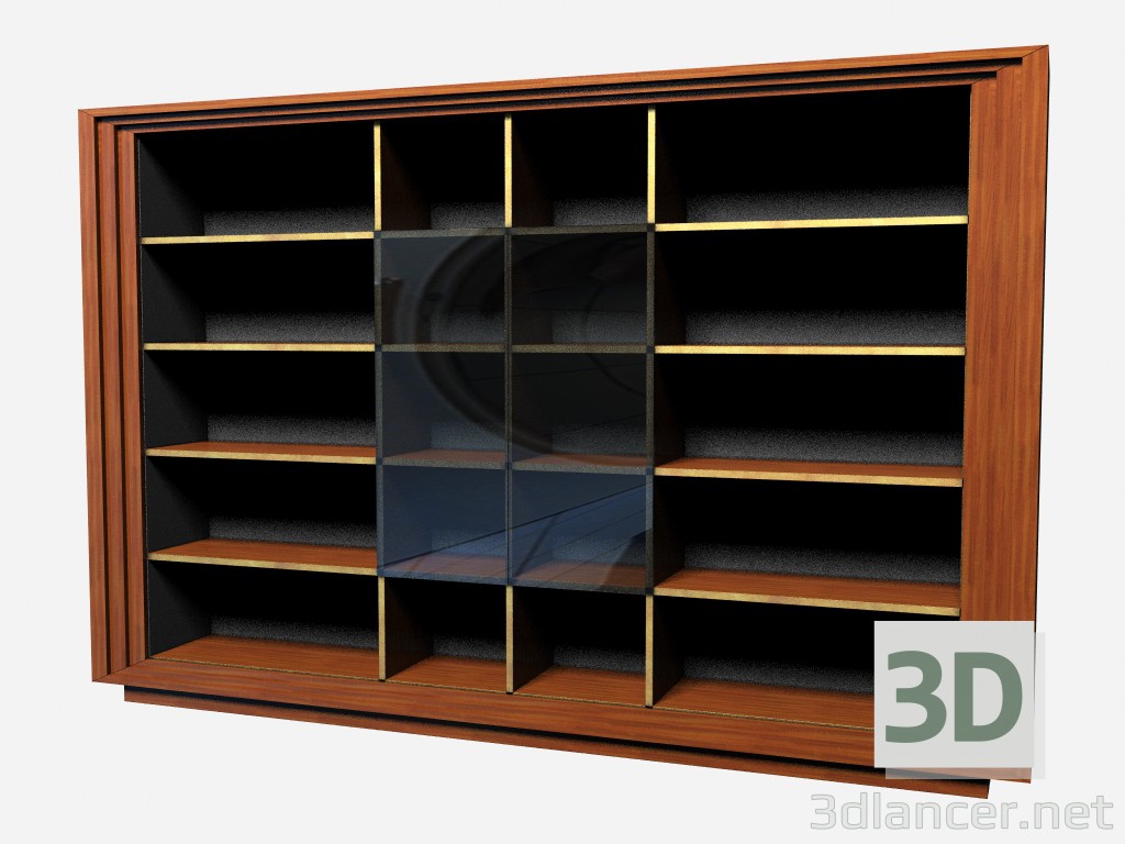 3D Modell Großes Bücherregal mit verglasten Sektionen Sanders - Vorschau
