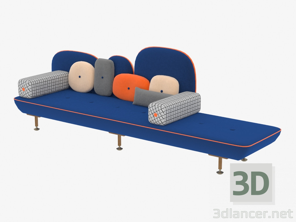 3 डी मॉडल सोफा, चार-सीटर - पूर्वावलोकन