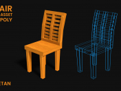 3D sandalye oyunu varlığı -Düşük poli