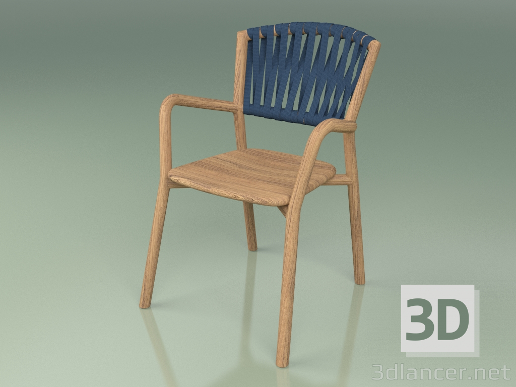 3D Modell Stuhl 161 (Teak, Gürtel Blau) - Vorschau