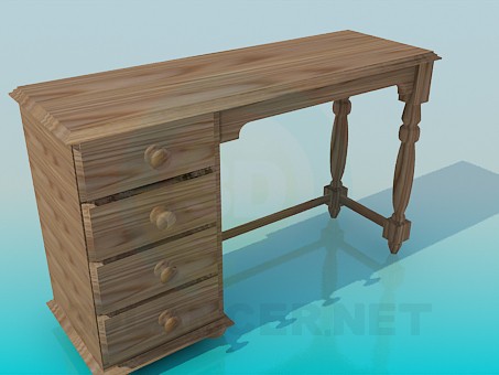 3d модель Дерев'яний письмовий стіл – превью