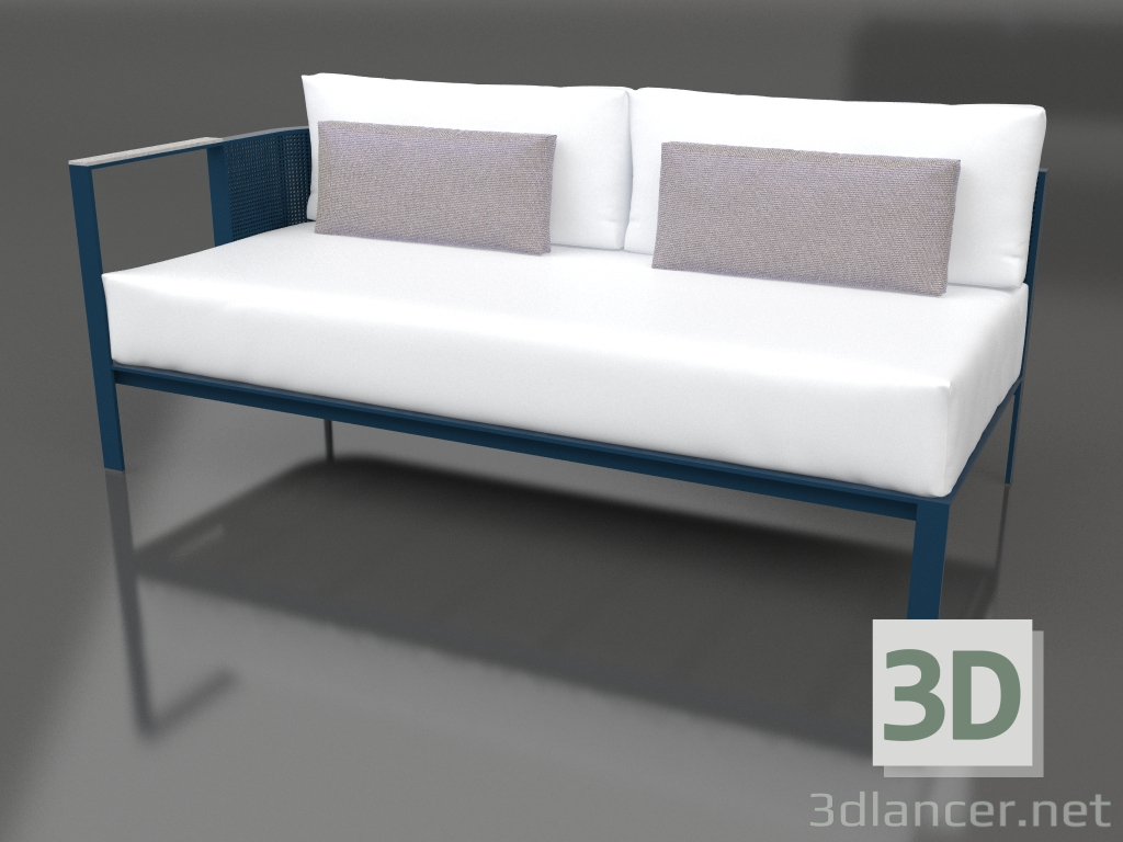 modèle 3D Module canapé, section 1 gauche (Gris bleu) - preview