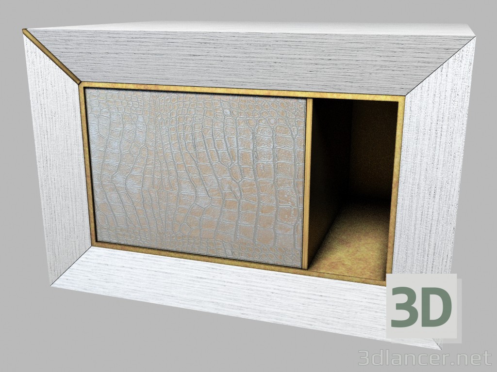 modèle 3D Table de chevet en bois avec Semiramide de style Art déco garnis de cuir - preview