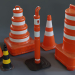 3d road sign cones model buy - render