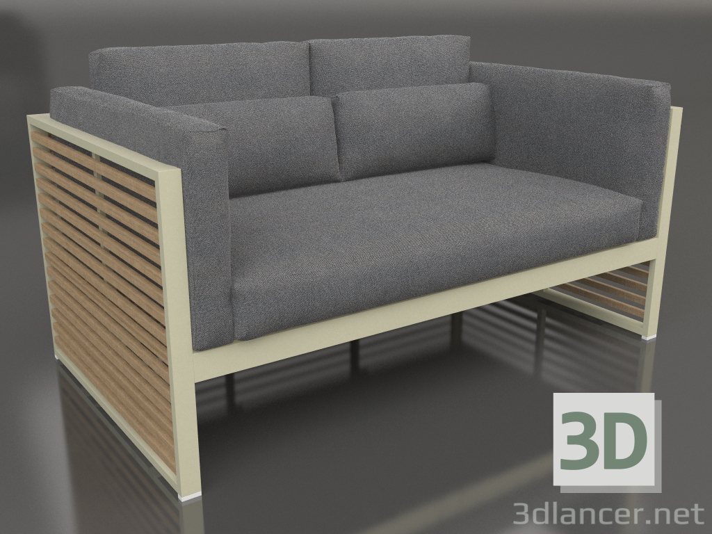 modèle 3D Canapé 2 places avec dossier haut (Or) - preview