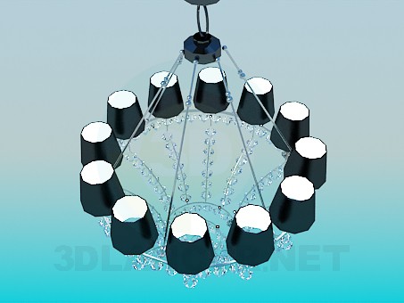 modello 3D Elegante lampadario con cristalli - anteprima