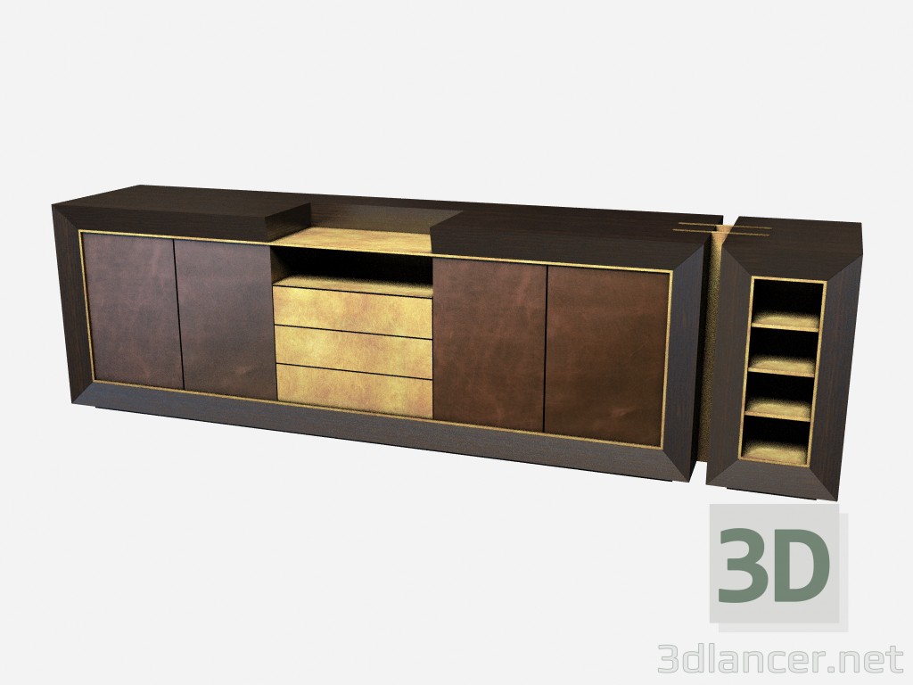 3D modeli Büyük yatay göğüs Art Deco Toska Z01 - önizleme
